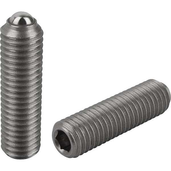 Spring Plunger Spring Force, Long Vers D=M16 L=45, Stainless Steel, Comp:Ball Stainless Steel, Pu=5